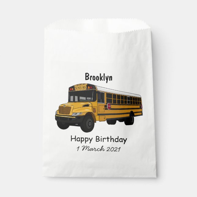 School bus cartoon illustration  favor bag (Front)