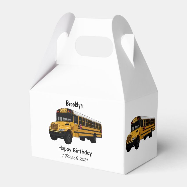 School bus cartoon illustration  favor boxes (Front Side)