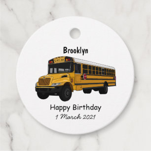 School bus cartoon illustration  favor tags