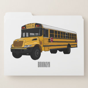 School bus cartoon illustration  file folder