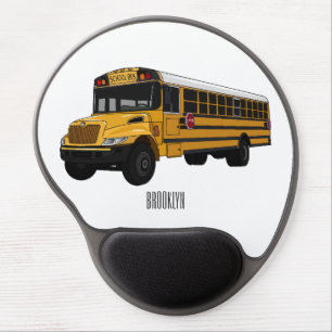 School bus cartoon illustration gel mouse pad
