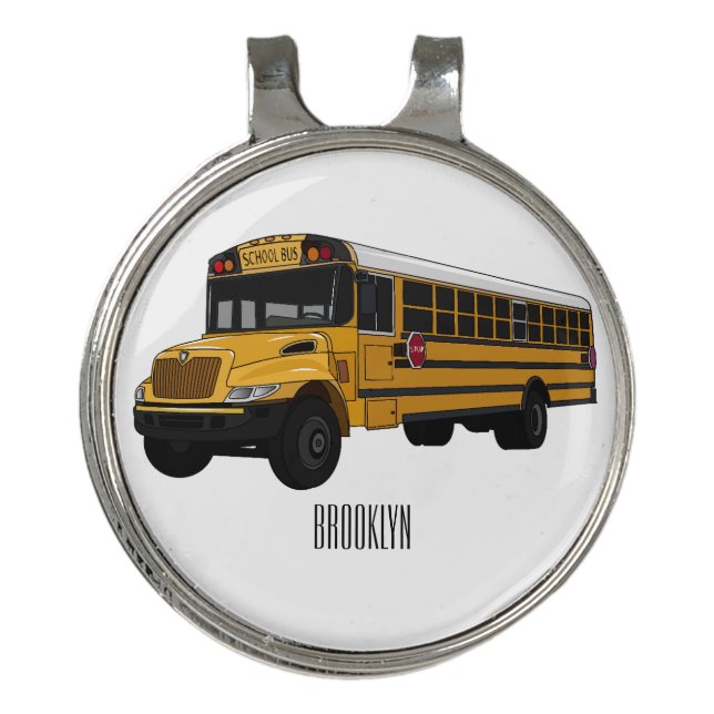 School bus cartoon illustration  golf hat clip (Front)