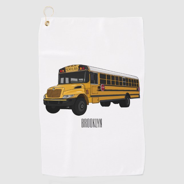School bus cartoon illustration  golf towel (Front)