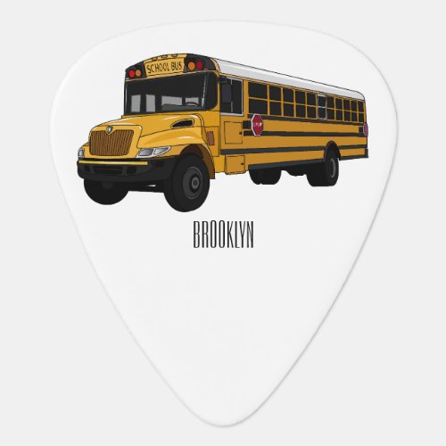 School bus cartoon illustration guitar pick