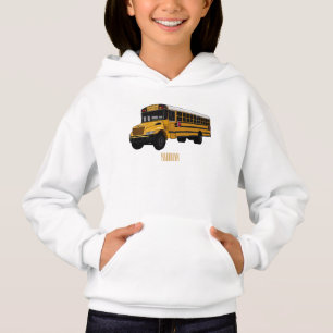 School bus cartoon illustration hoodie