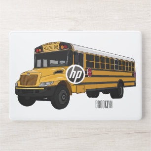 School bus cartoon illustration HP laptop skin