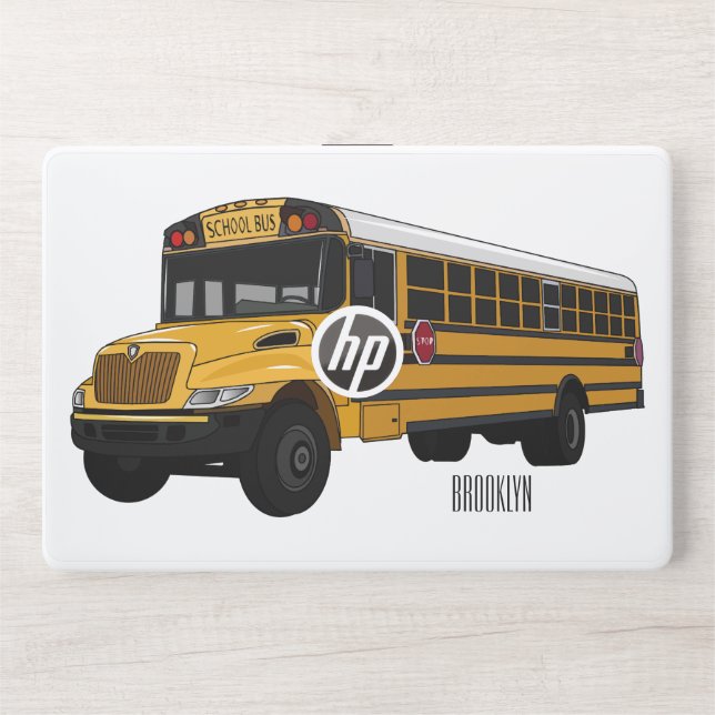 School bus cartoon illustration HP laptop skin (Front)