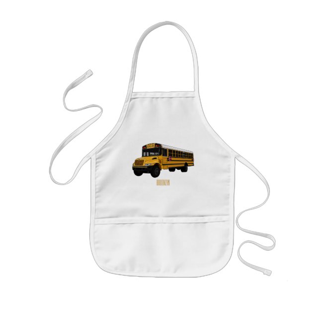 School bus cartoon illustration kids' apron (Front)