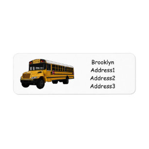 School bus cartoon illustration label