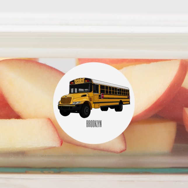 School bus cartoon illustration  labels (Affixed)