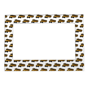 School bus cartoon illustration  magnetic frame