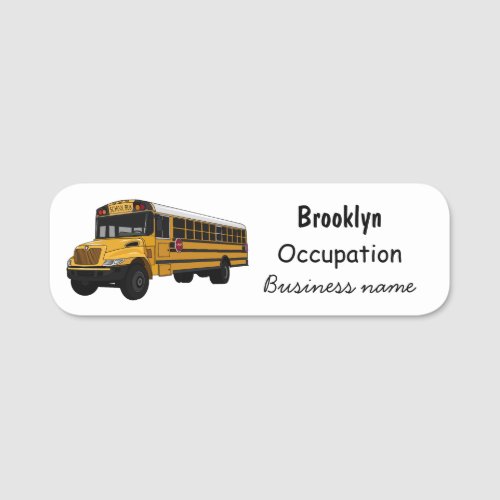 School bus cartoon illustration name tag