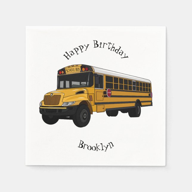 School bus cartoon illustration   napkins (Front)