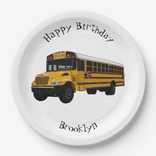 School bus cartoon illustration paper plates