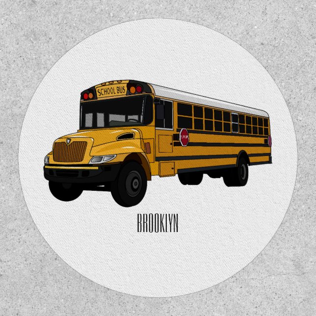 School bus cartoon illustration   patch (Front)
