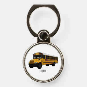 School bus cartoon illustration phone ring stand
