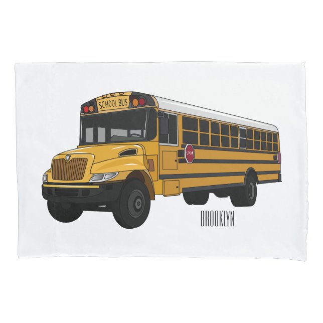 School bus cartoon illustration   pillow case (Front)