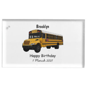 School bus cartoon illustration place card holder