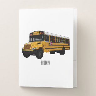 School bus cartoon illustration  pocket folder