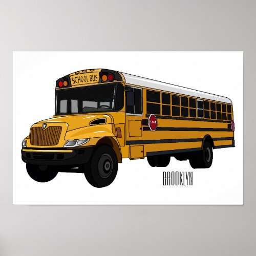 School bus cartoon illustration  poster