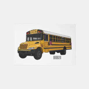 School bus cartoon illustration rug