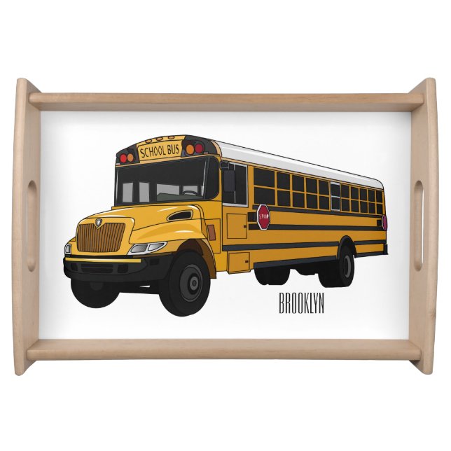 School bus cartoon illustration  serving tray (Front)