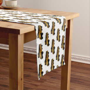 School bus cartoon illustration short table runner