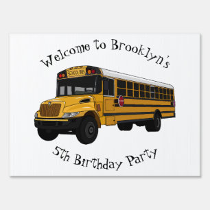 School bus cartoon illustration sign