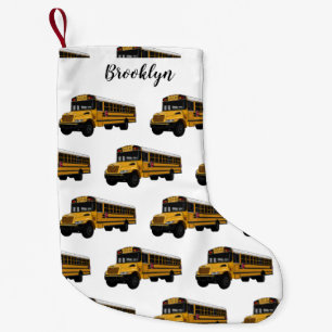 School bus cartoon illustration small christmas stocking