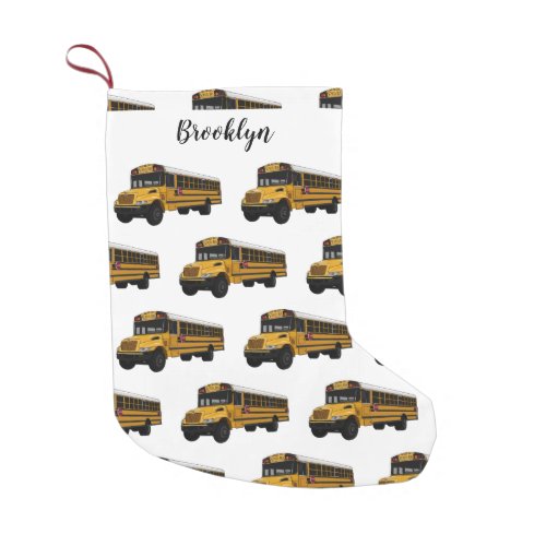 School bus cartoon illustration  small christmas stocking