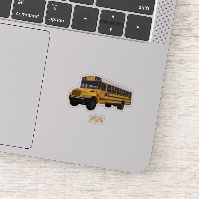 School bus cartoon illustration sticker (Detail)