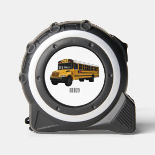 School bus cartoon illustration tape measure