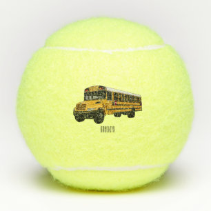 School bus cartoon illustration  tennis balls