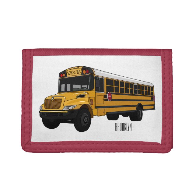 School bus cartoon illustration trifold wallet (Front)