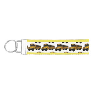 School bus cartoon illustration wrist keychain