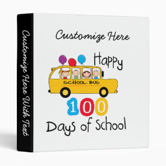School Bus Celebrate 100 Days 3 Ring Binder