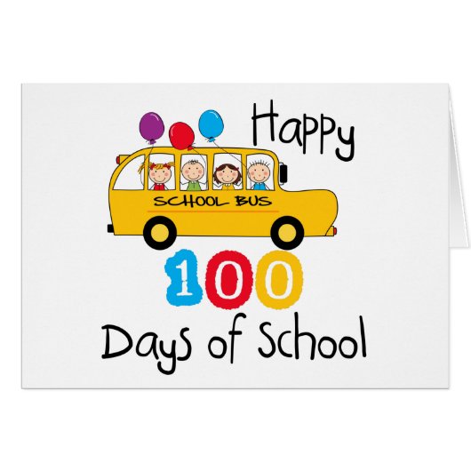 School Bus Celebrate 100 Days Cards (Front Horizontal)