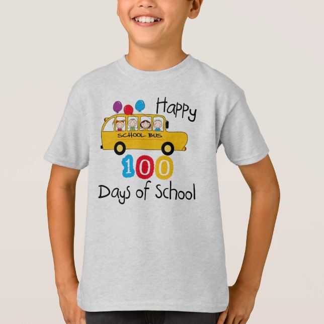 School Bus Celebrate 100 Days T-Shirt (Front)