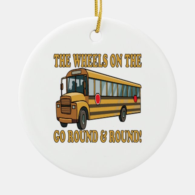 School Bus Ceramic Ornament (Front)