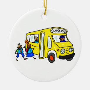 School Bus Ceramic Ornament