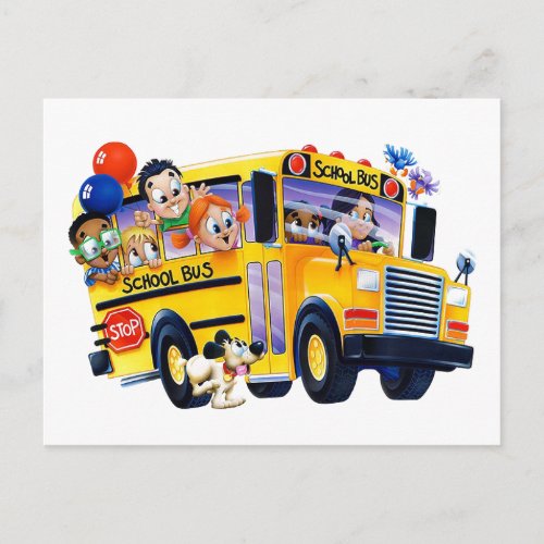 School Bus Children Postcard