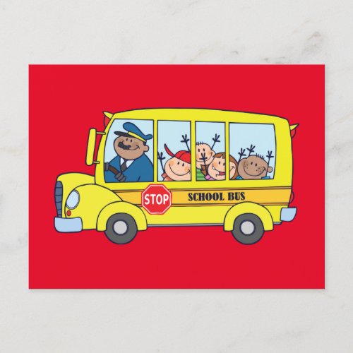 School Bus Children Postcard