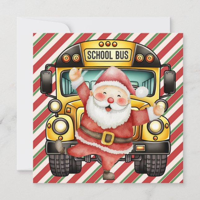 School Bus Christmas for Driver greeting card (Front)