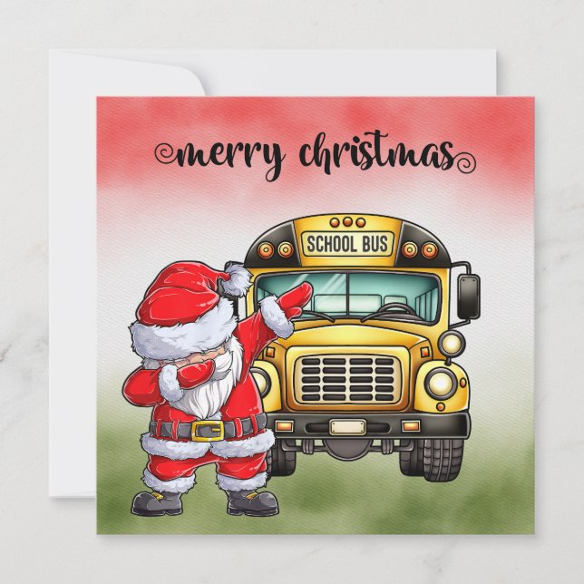 School Bus Christmas for Driver Holiday Card (Front)