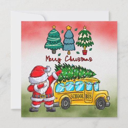 School Bus Christmas for Driver Holiday Card