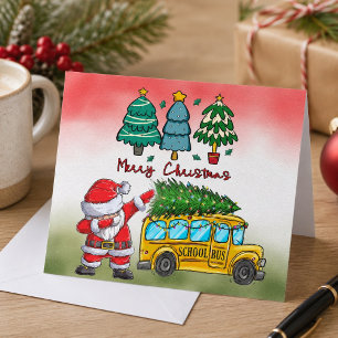 School Bus Christmas for Driver Holiday Card