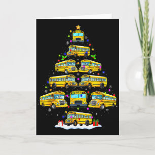 School Bus Christmas Tree Funny Santa Bus Driver P Card