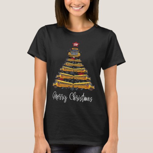 School Bus Christmas Tree Light for School Bus Dri T_Shirt