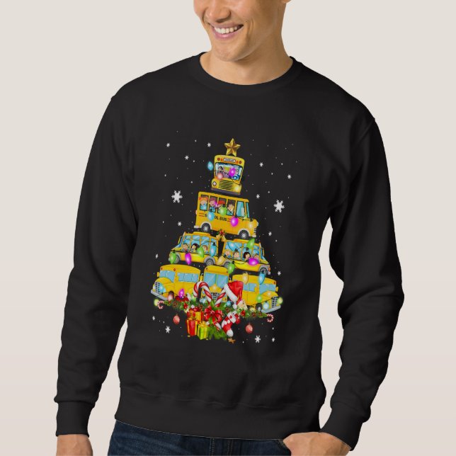 School Bus Christmas Tree  Santa Bus Driver  1 Sweatshirt (Front)