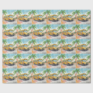 School Bus Christmas with Santa Wrapping Paper
